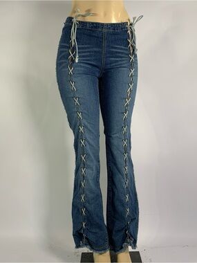 Y2K Lazer Jeans Lace-Up Flare Jeans Size 9